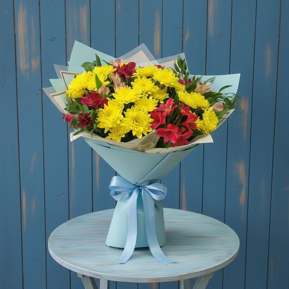 Букет цветов из: Альстромерии и Хризантемы в Федотово