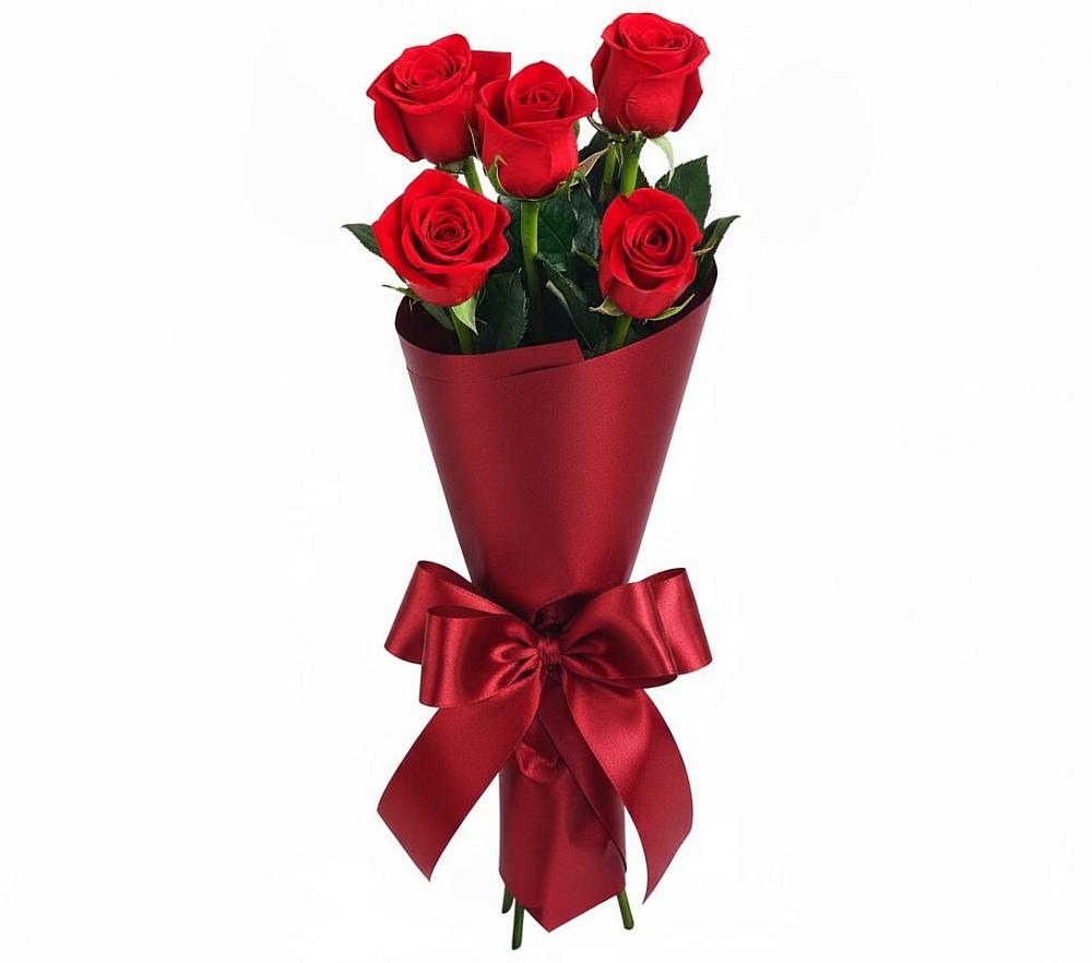 Букет 5 Красных роз Эдлесс Лав в Федотово