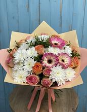 Букет цветов из:  Розы, Герберы и Хризантемы в Федотово
