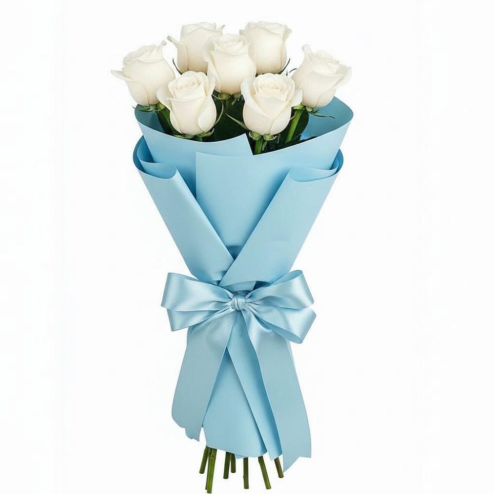 Букет 7 белых роз Проуд в Федотово