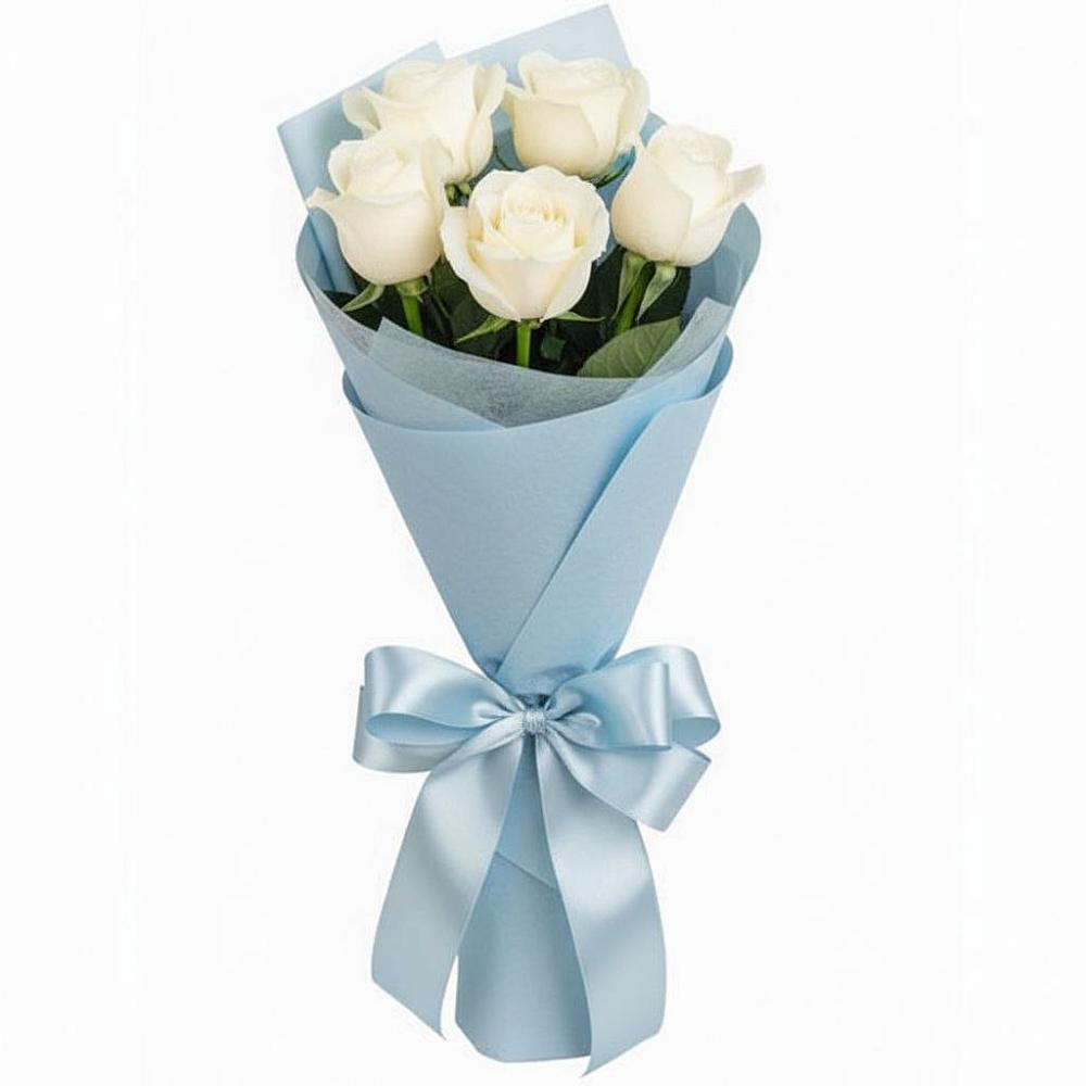 Букет 5 Белых роз Проуд в Федотово