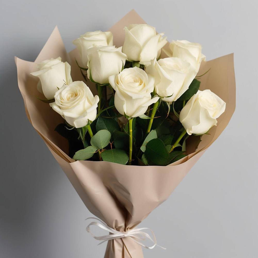 Букет 9 Белых роз Эдлесс Лав в Федотово