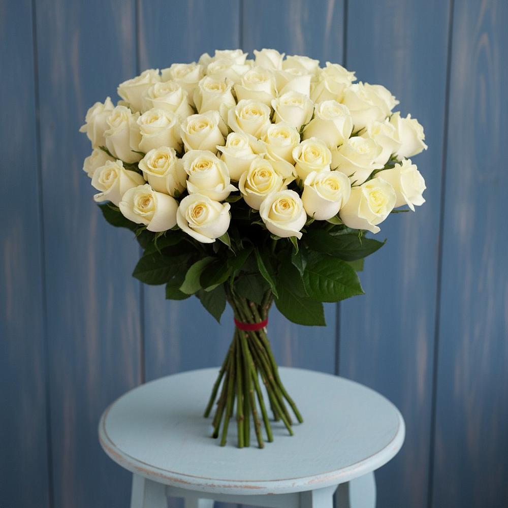 Букет 51 Белая роза Эдлесс Лав в Федотово