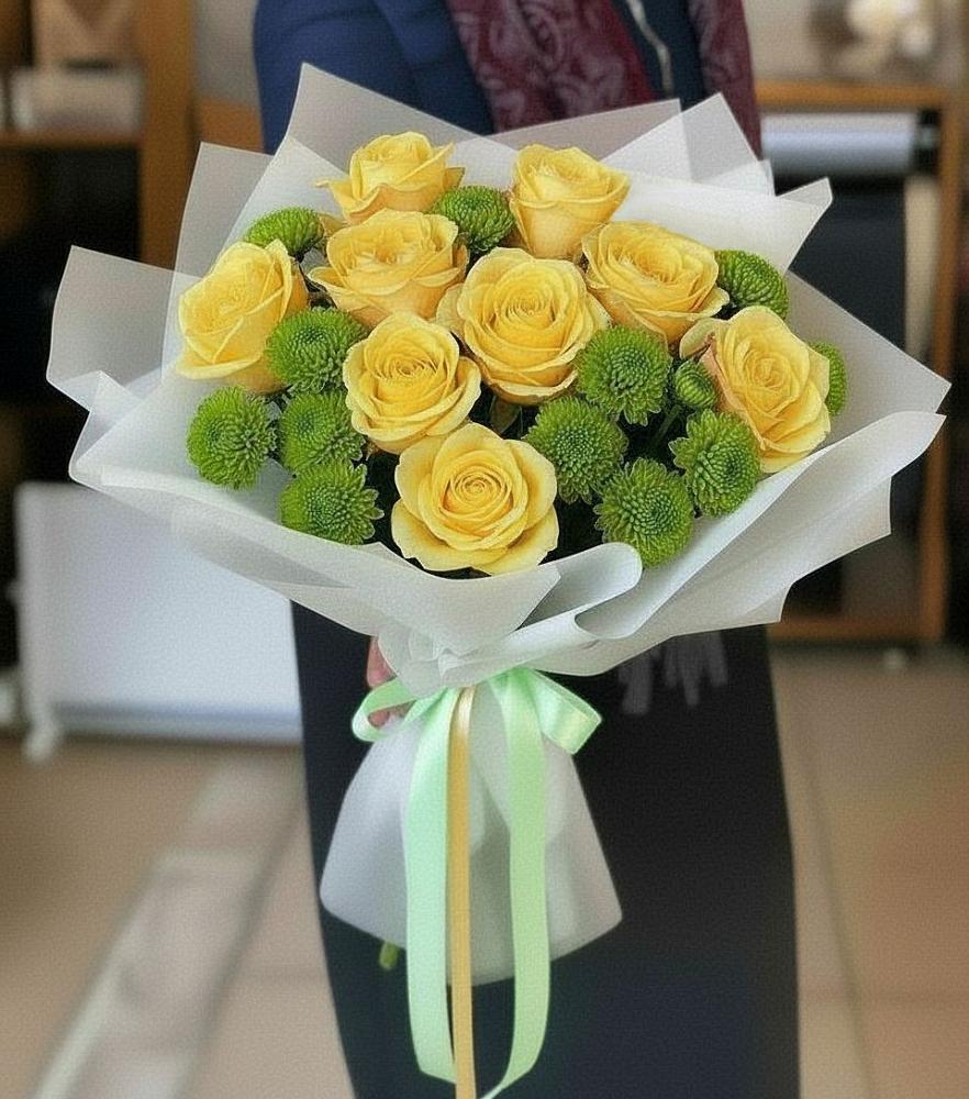 Букет цветов из: Хризантемы и Розы в Федотово