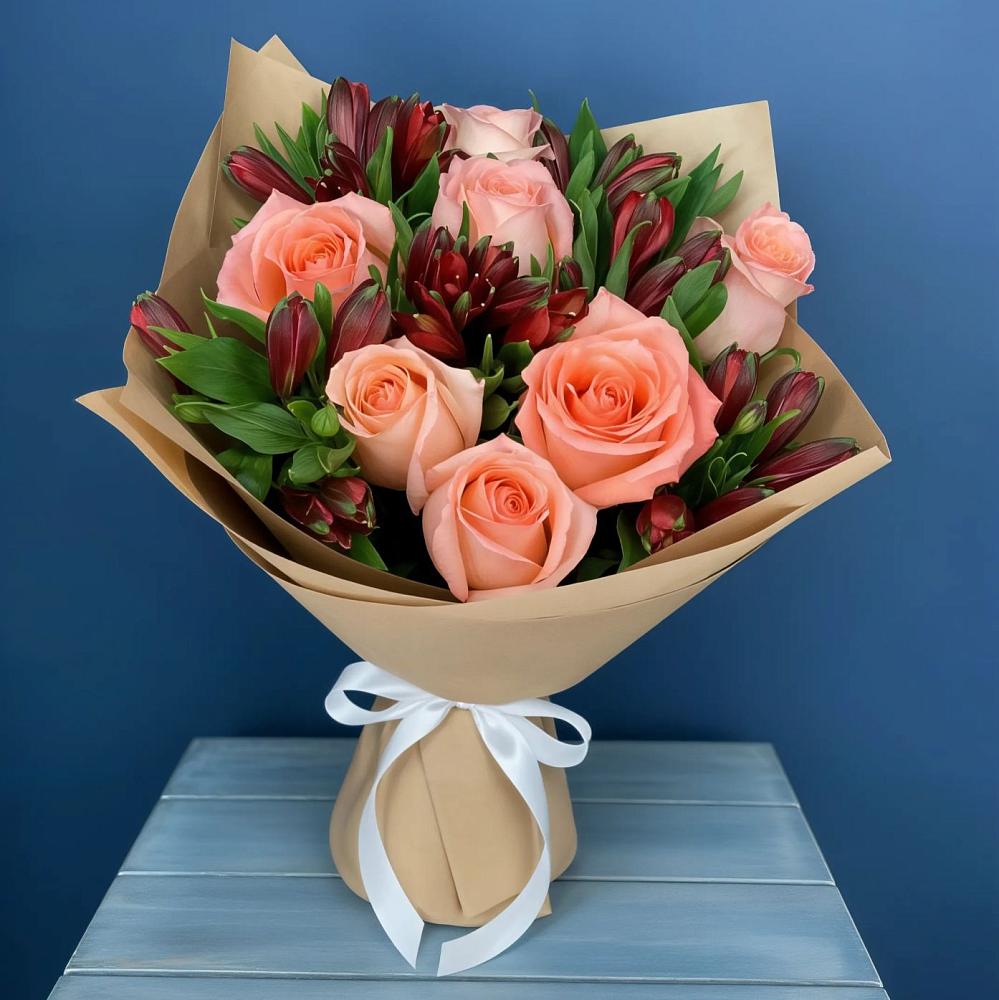 Букет цветов из: Розы и Альстромерии в Федотово