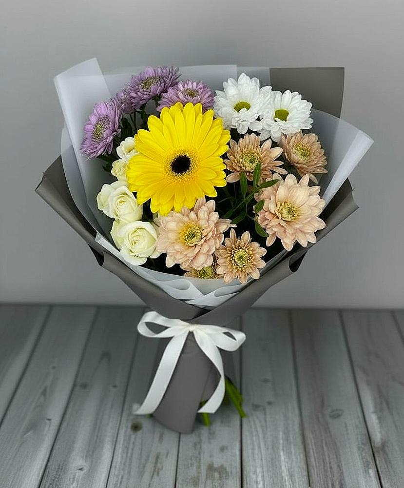 Букет цветов из: Розы, Герберы и Хризантемы в Федотово