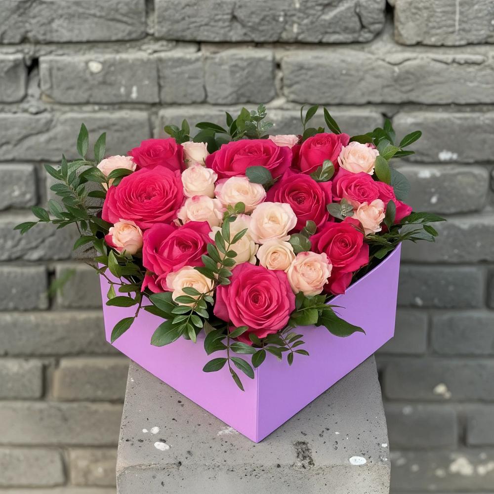 Цветочная композиция из Розы в коробке в Федотово