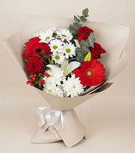 Букет цветов из:  Розы, Хризантемы, Герберы и Лилии в Федотово