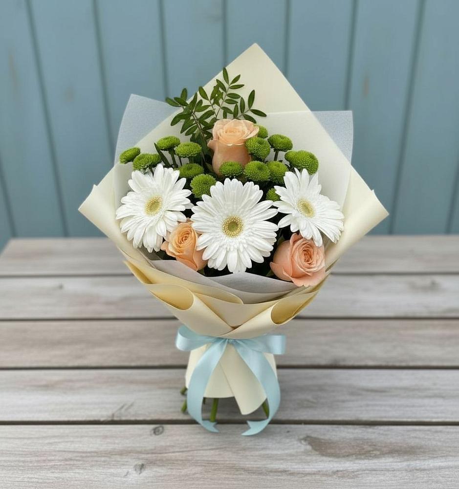 Букет цветов из: Герберы, Розы и Хризантемы в Федотово
