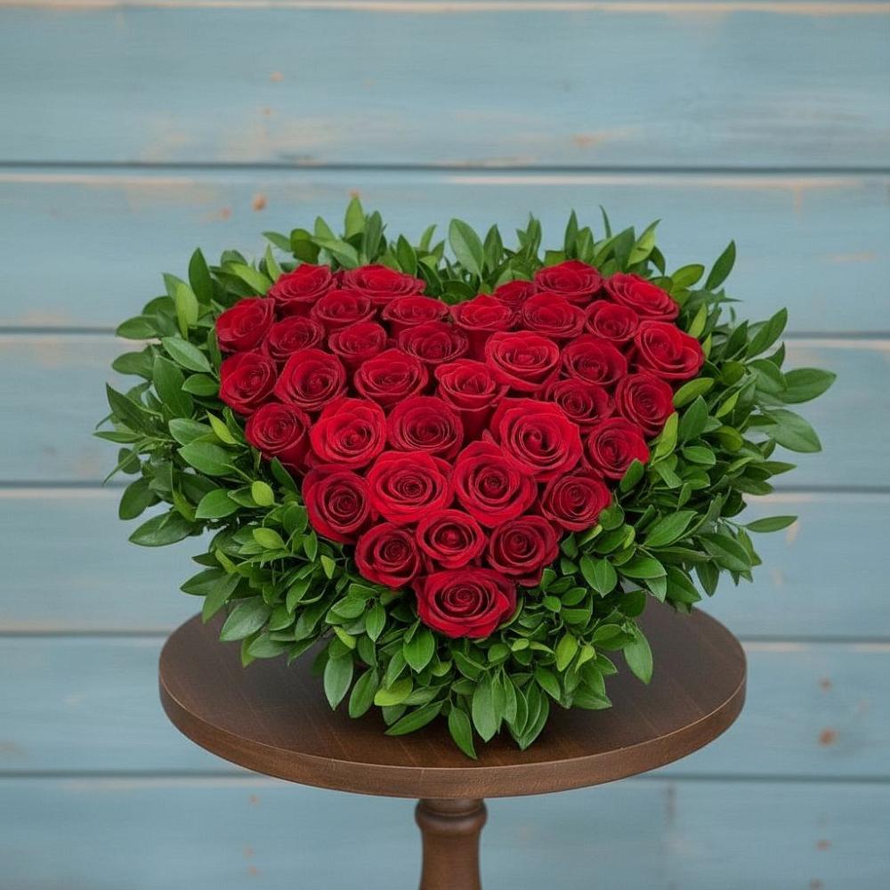 Цветочная композиция из Розы в виде сердца в Федотово