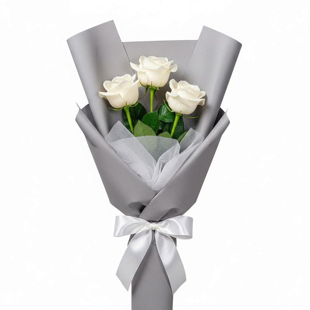 Букет 3 белые розы в Федотово