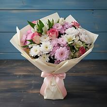 Букет цветов из:  Хризантемы, Альстромерии и Розы в Федотово