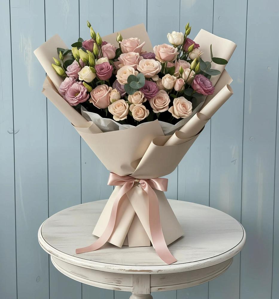 Букет цветов из: Розы и Лизиантусы в Федотово