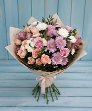 Букет цветов из:  Хризантемы, Розы и Альстромерии в Федотово
