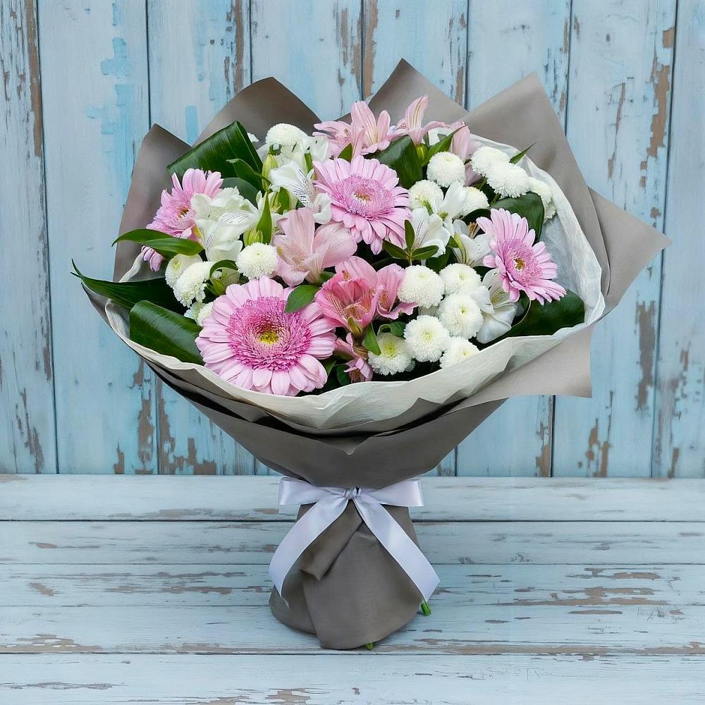 Букет цветов из: Герберы, Альстромерии и Хризантемы в Федотово
